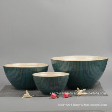 3PCS Glazed Ceramic Dinnerware Set Bowl